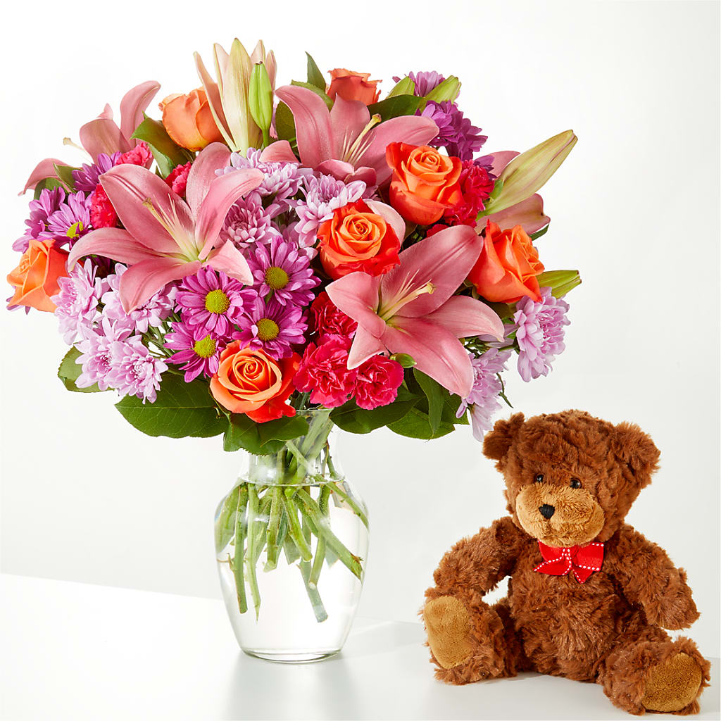 One and Only Bouquet and Bear Bundle – Temptation Flower Shop, Wichita KS