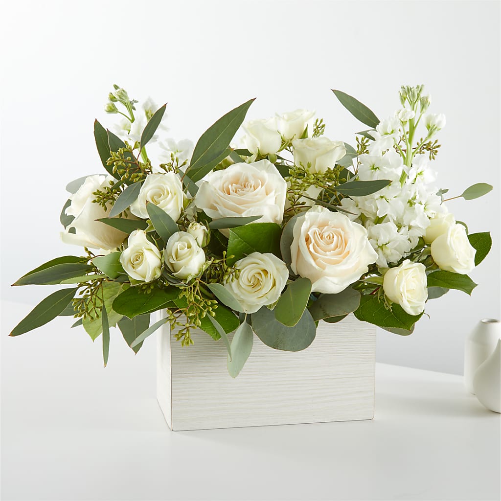 Fresh Linen Box Bouquet – Temptation Flower Shop, Wichita KS