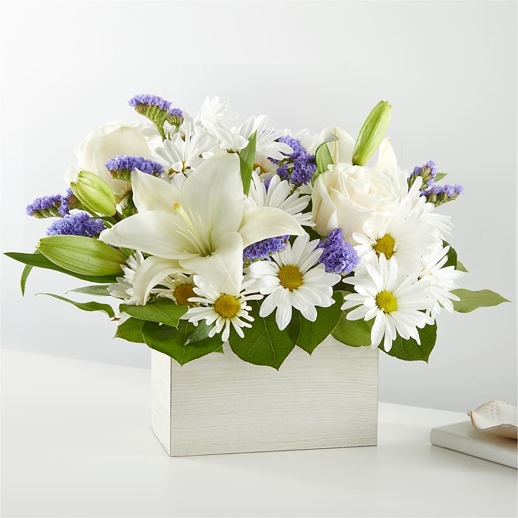 Beyond Blue Box Bouquet – Temptation Flower Shop, Wichita KS