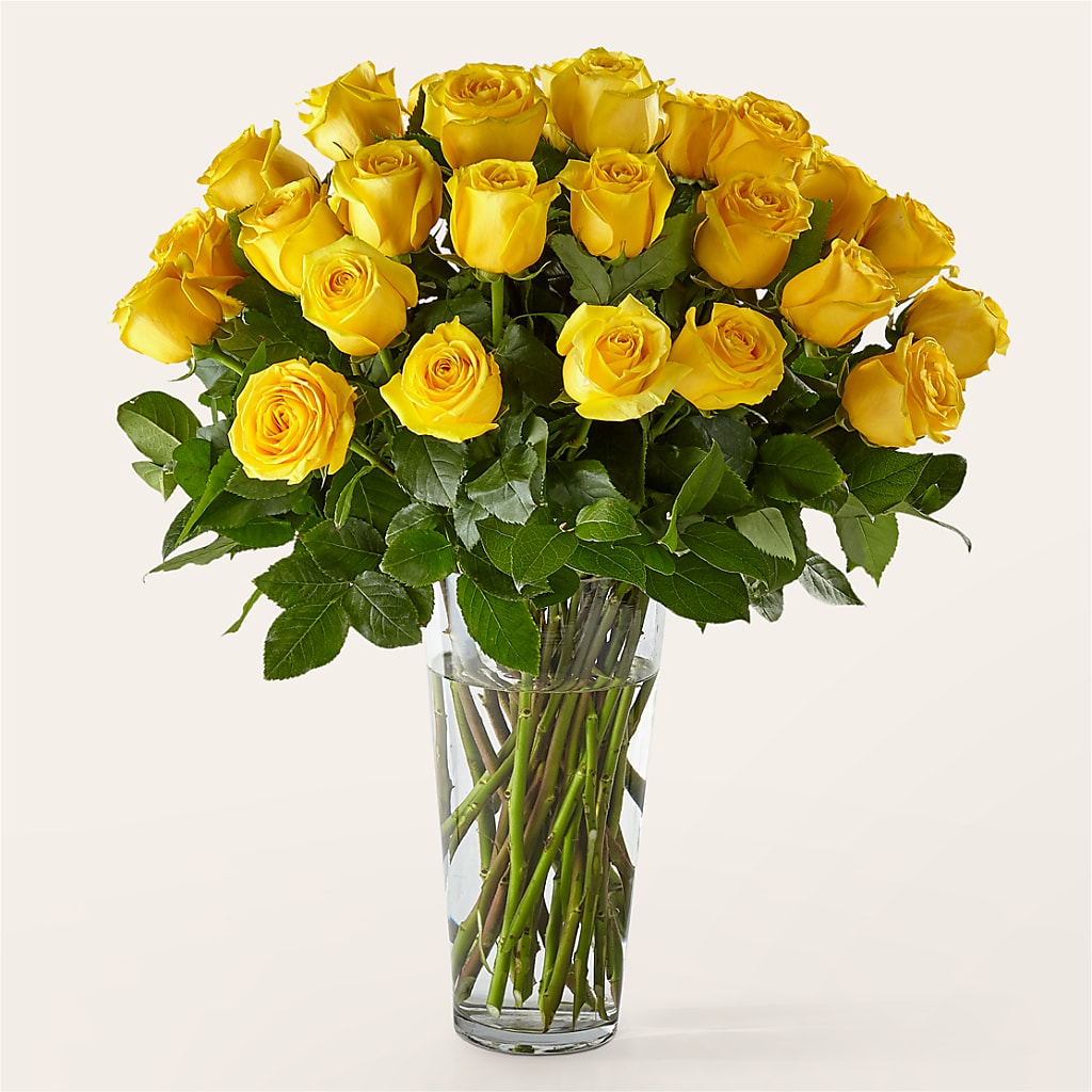 Long Stem Yellow Rose Bouquet – Temptation Flower Shop, Wichita KS