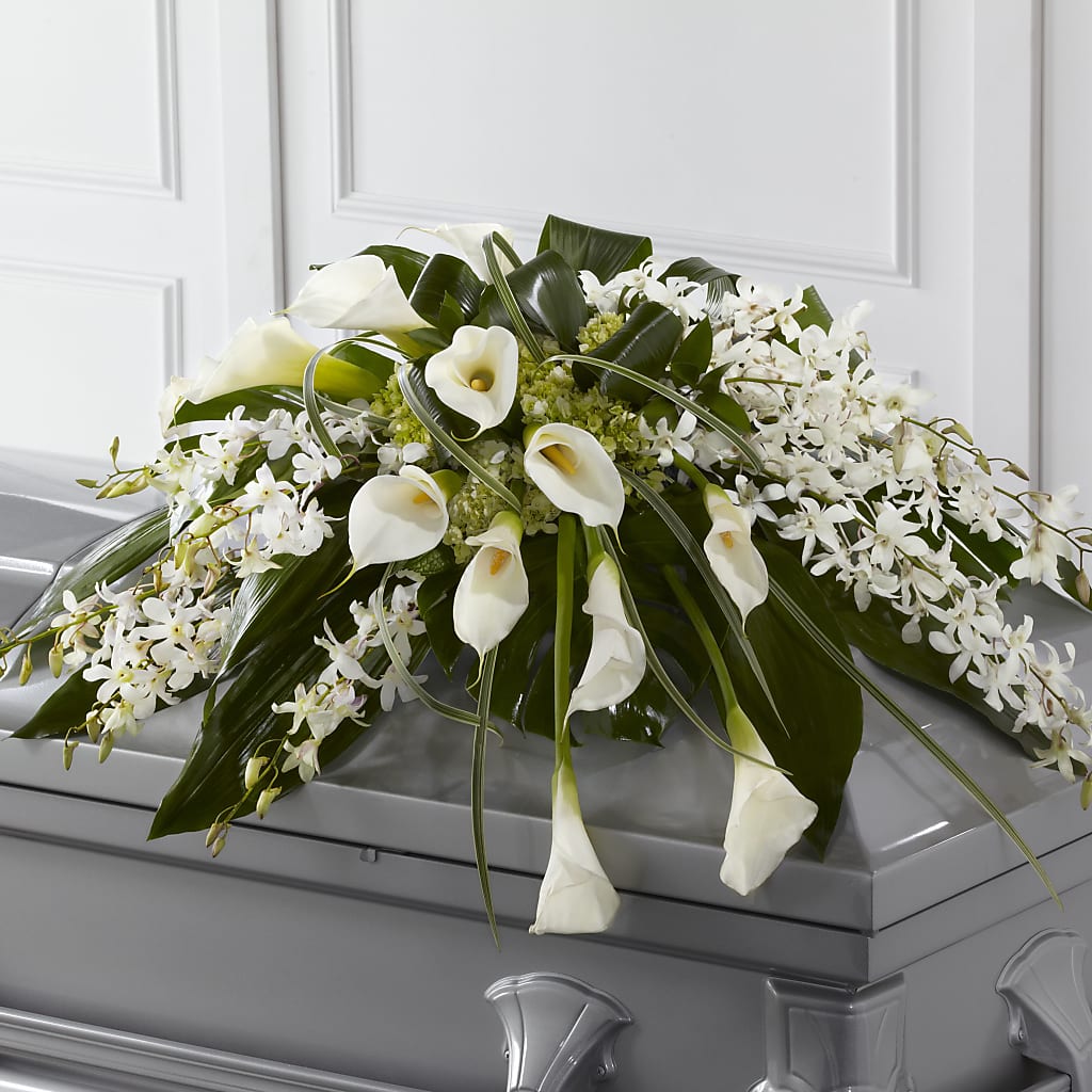 Angel Wings Casket Spray – Temptation Flower Shop, Wichita KS