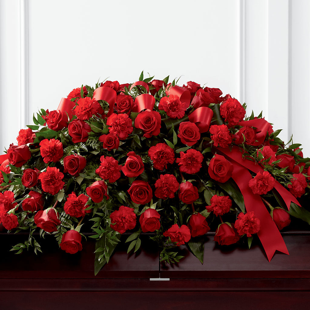Tribute of Life Casket Spray – Temptation Flower Shop, Wichita KS