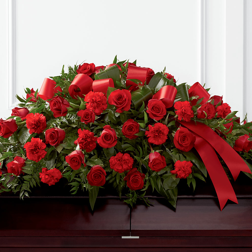 Tribute of Life Casket Spray – Temptation Flower Shop, Wichita KS