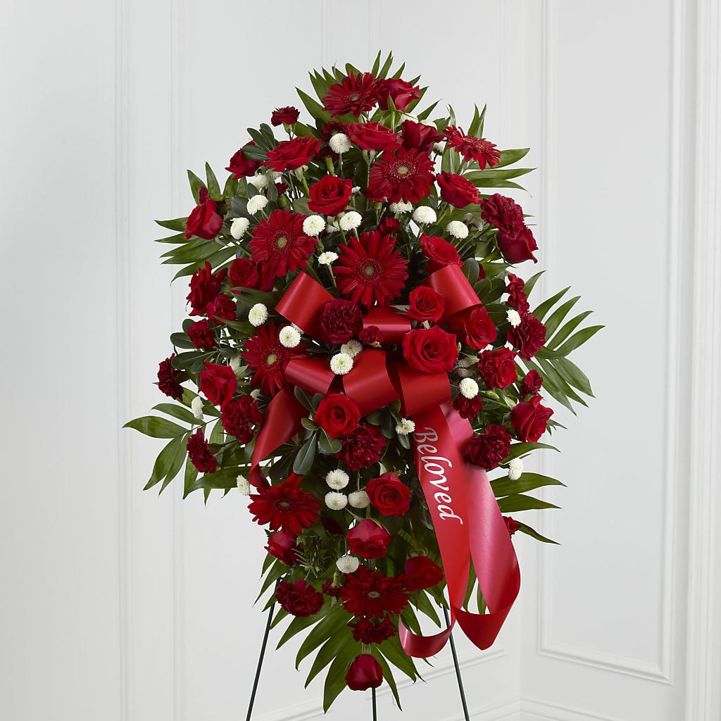 Treasured Memories Standing Spray – Temptation Flower Shop, Wichita KS