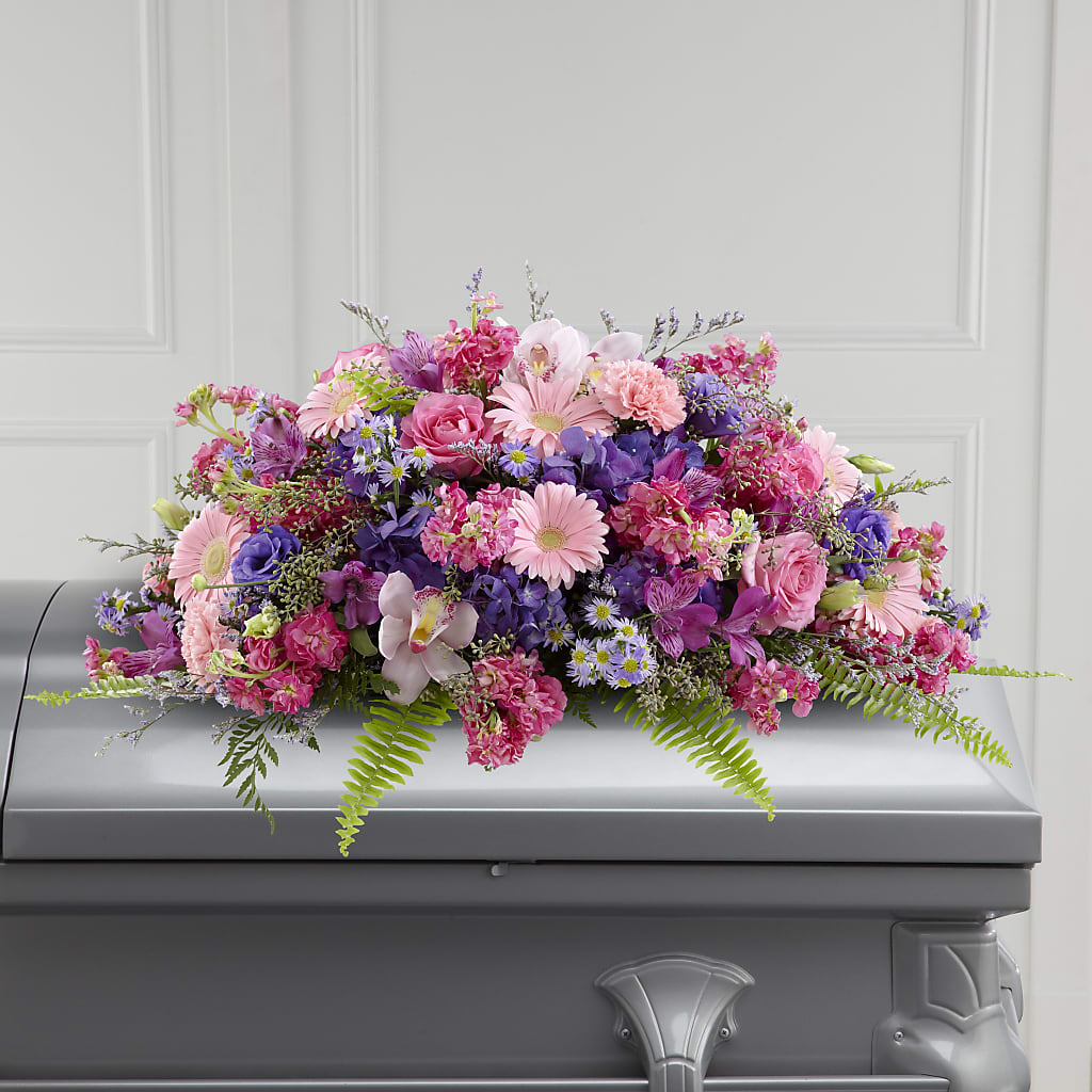 Glorious Garden Casket Spray – Temptation Flower Shop, Wichita KS