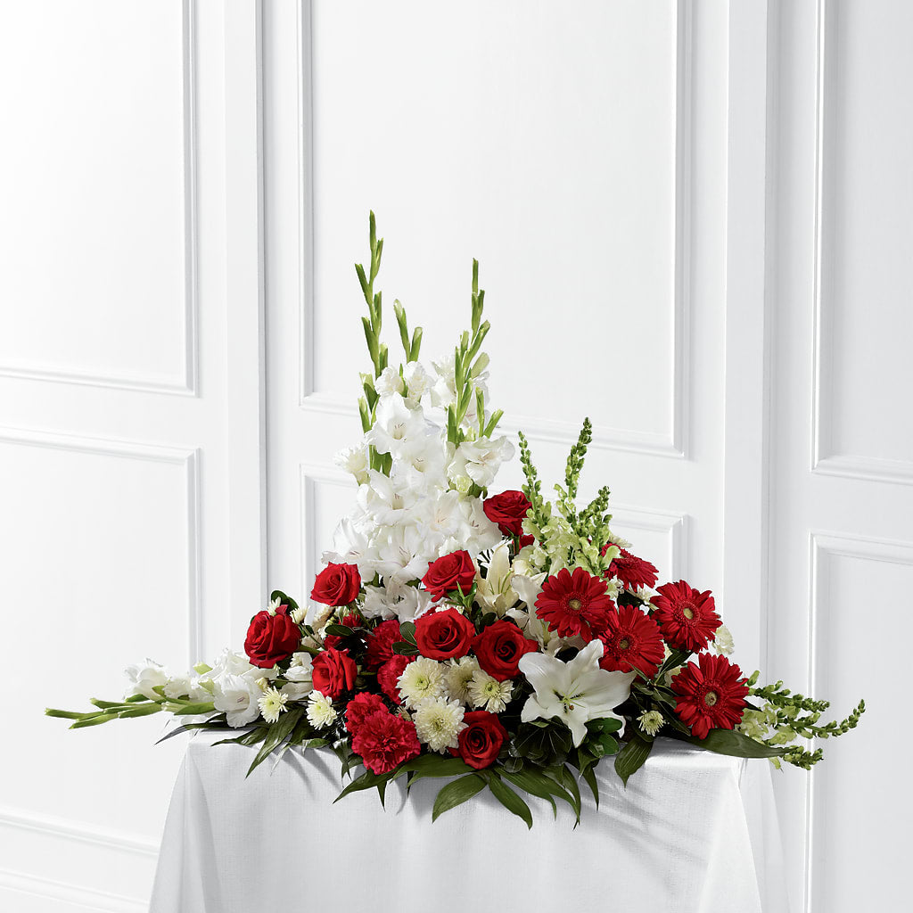 Crimson & White Arrangement – Temptation Flower Shop, Wichita KS
