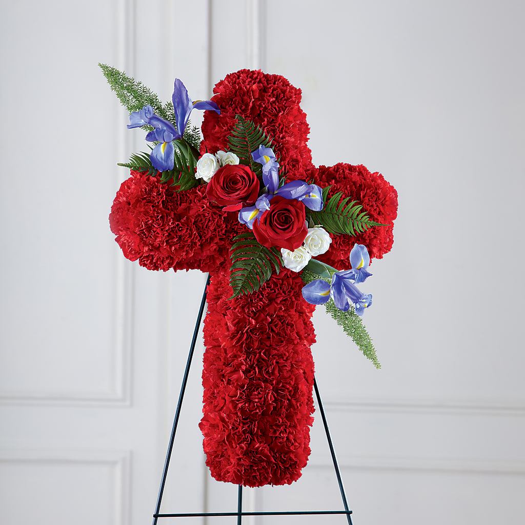 Faithful Hero Floral Cross – Temptation Flower Shop, Wichita KS