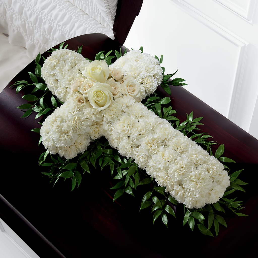 Peaceful Memories Casket Spray (Standard) – Temptation Flower Shop, Wichita KS