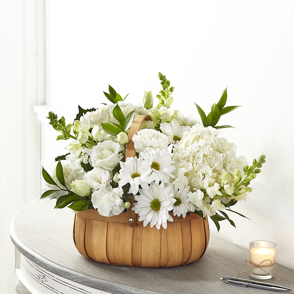 Pure Ivory Basket – Temptation Flower Shop, Wichita KS