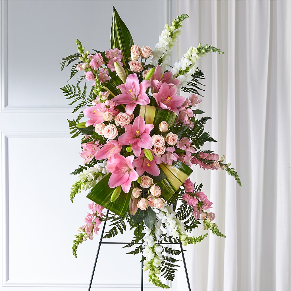 Elegant Embrace Standing Spray – Temptation Flower Shop, Wichita KS