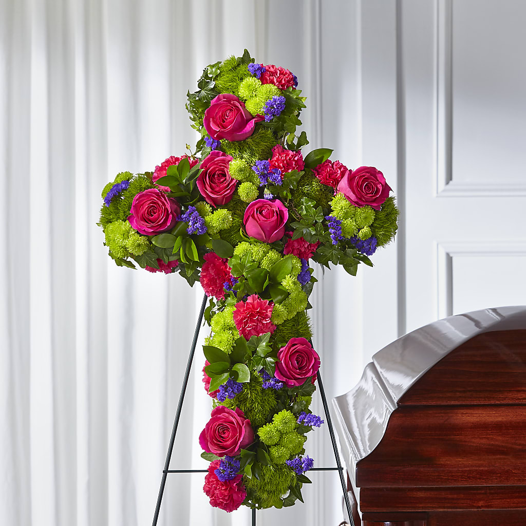 Tribute Rose Floral Cross – Temptation Flower Shop, Wichita KS
