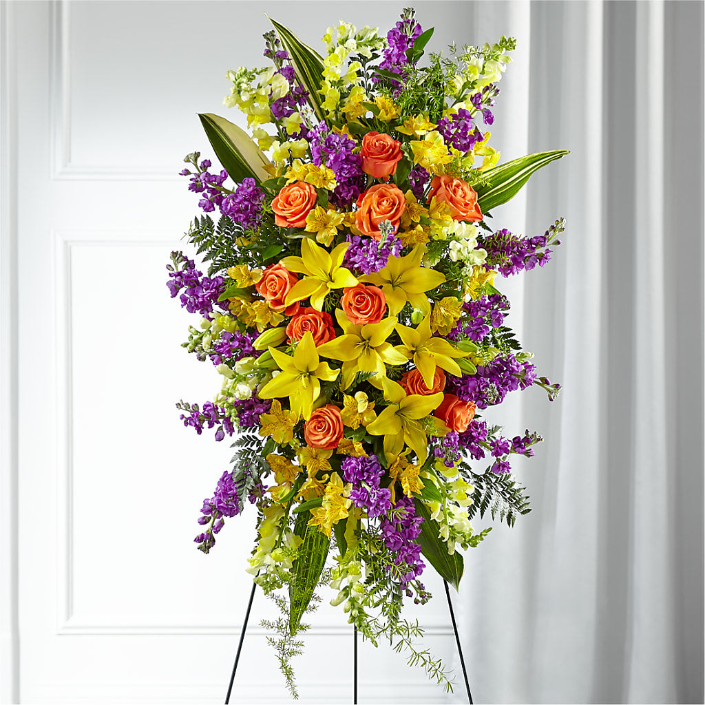 Thoughtful Prayers Standing Spray – Temptation Flower Shop, Wichita KS