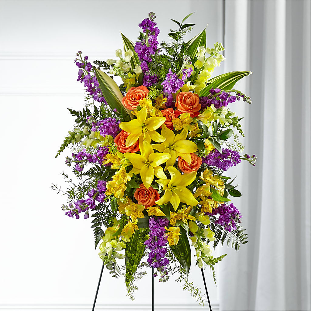 Thoughtful Prayers Standing Spray – Temptation Flower Shop, Wichita KS