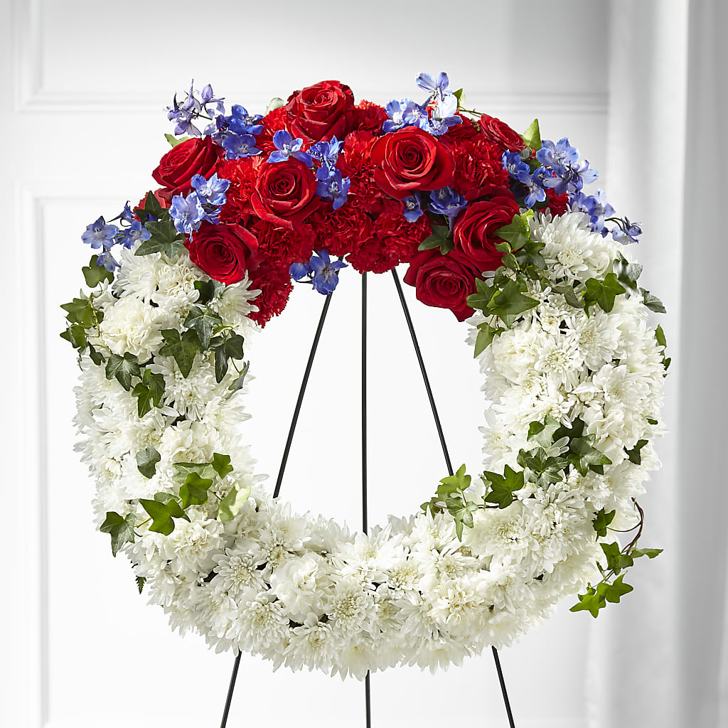 Patriotic Passion Wreath – Temptation Flower Shop, Wichita KS
