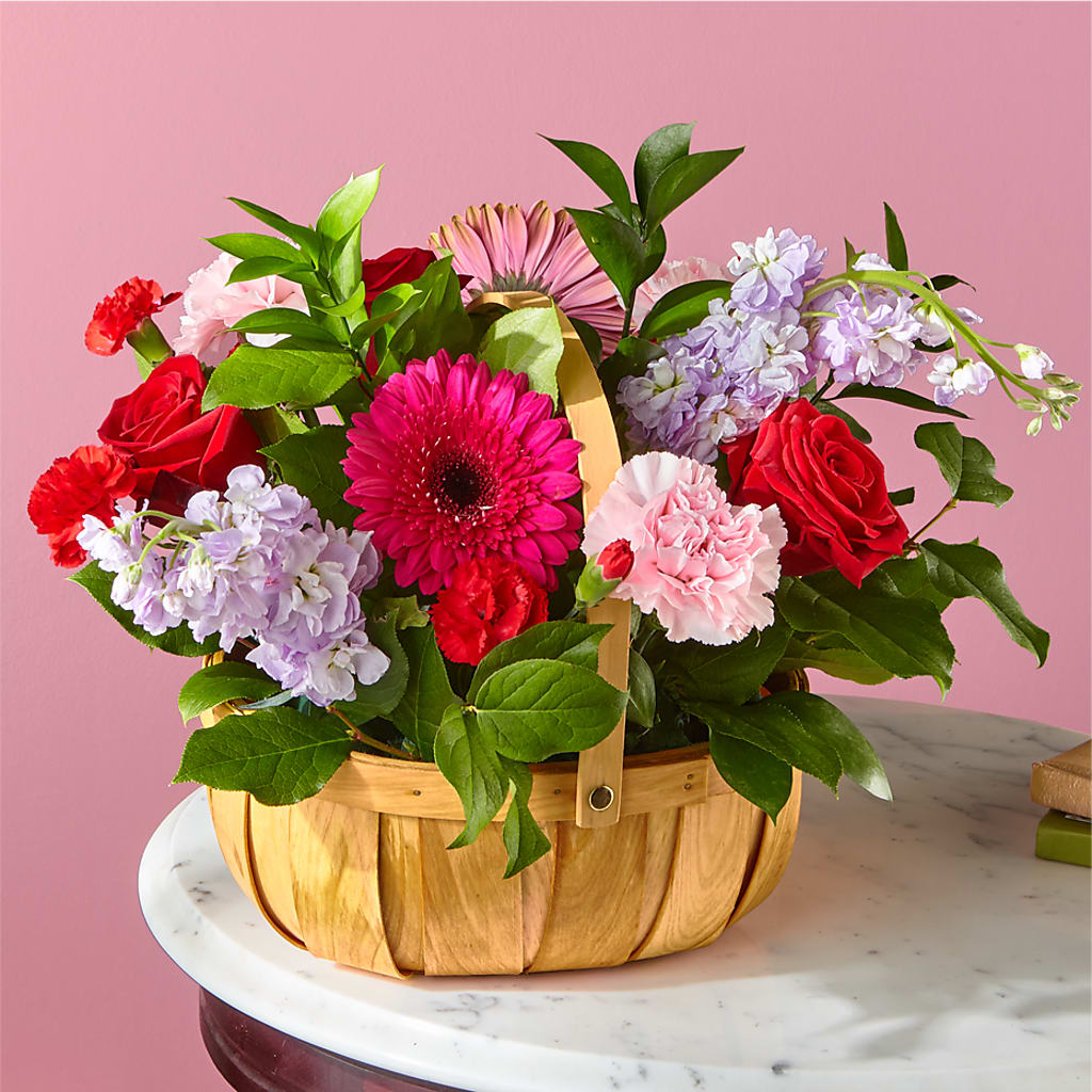 Pink Picnic Basket – Temptation Flower Shop, Wichita KS