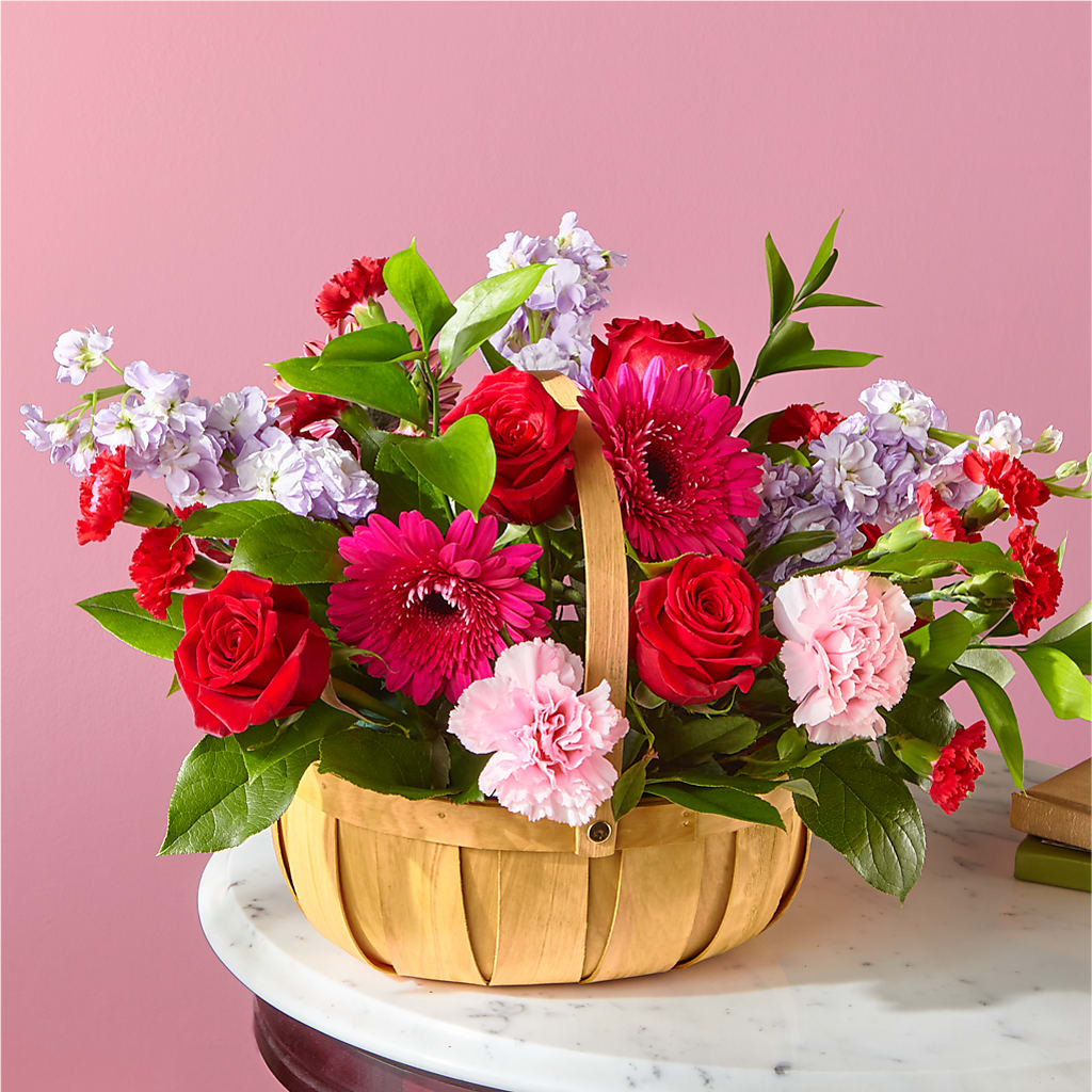 Pink Picnic Basket – Temptation Flower Shop, Wichita KS