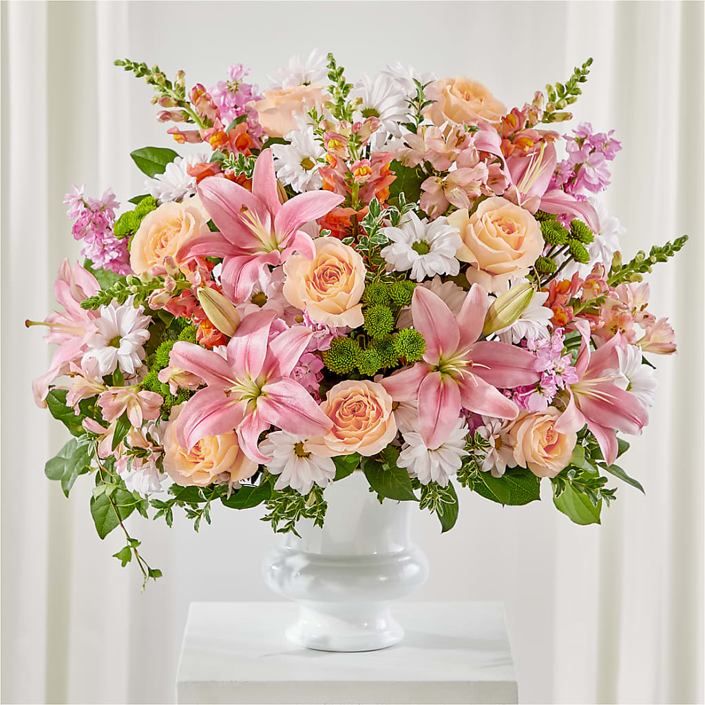 Heartfelt Gesture Urn Arrangement – Temptation Flower Shop, Wichita KS