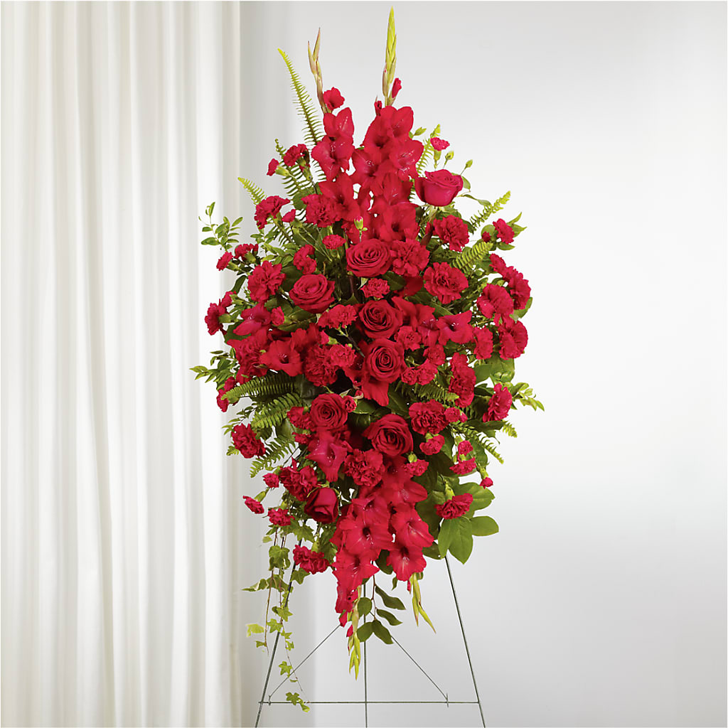 From the Heart Standing Spray – Temptation Flower Shop, Wichita KS