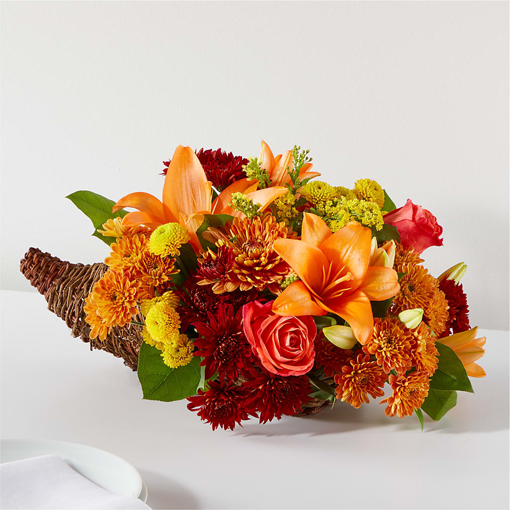 Bouquet of Blessings Cornucopia – Temptation Flower Shop, Wichita KS