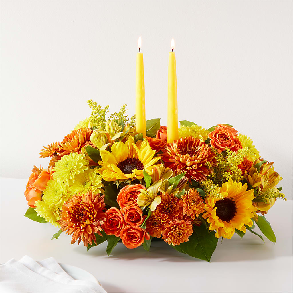 Autumn Harmony Centerpiece – Temptation Flower Shop, Wichita KS