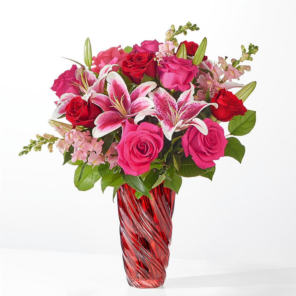 Always You Bouquet with Luxe Swirl Vase – Temptation Flower Shop, Wichita KS