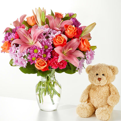 One and Only Bouquet and Bear Bundle –  Temptation Flower Shop, Wichita KS