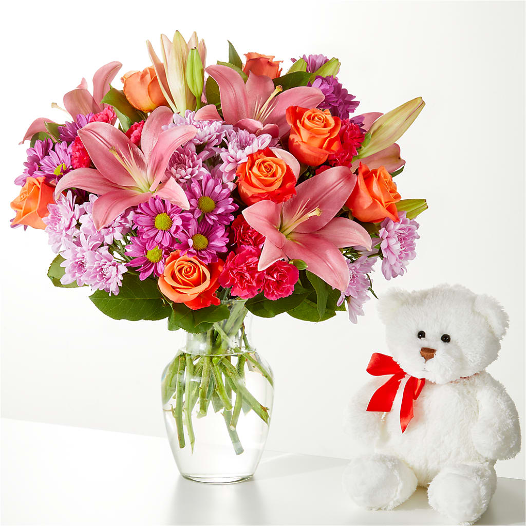 One and Only Bouquet and Bear Bundle –  Temptation Flower Shop, Wichita KS