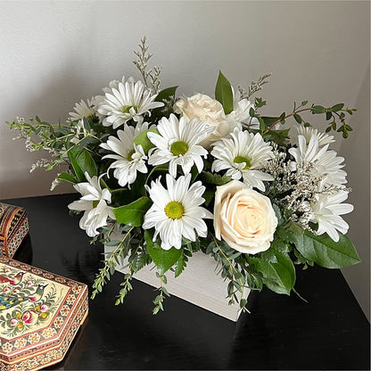 Fresh Linen Box Bouquet –  Temptation Flower Shop, Wichita KS
