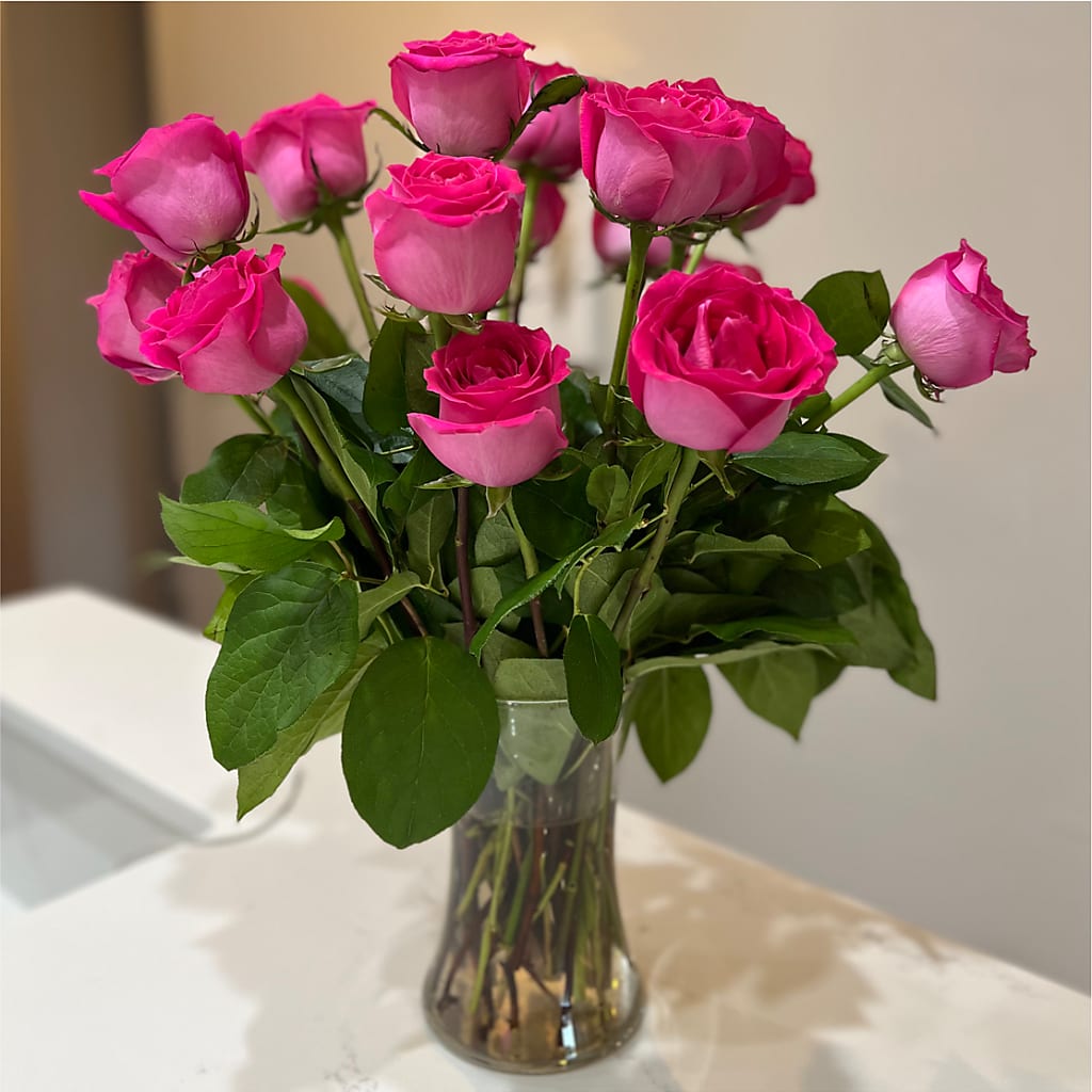 Long Stem Pink Rose Bouquet –  Temptation Flower Shop, Wichita KS