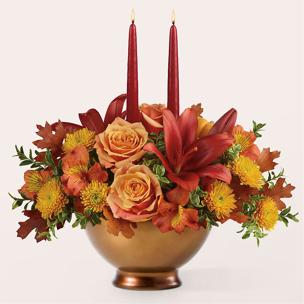 Harvest Table Centerpiece –  Temptation Flower Shop, Wichita KS