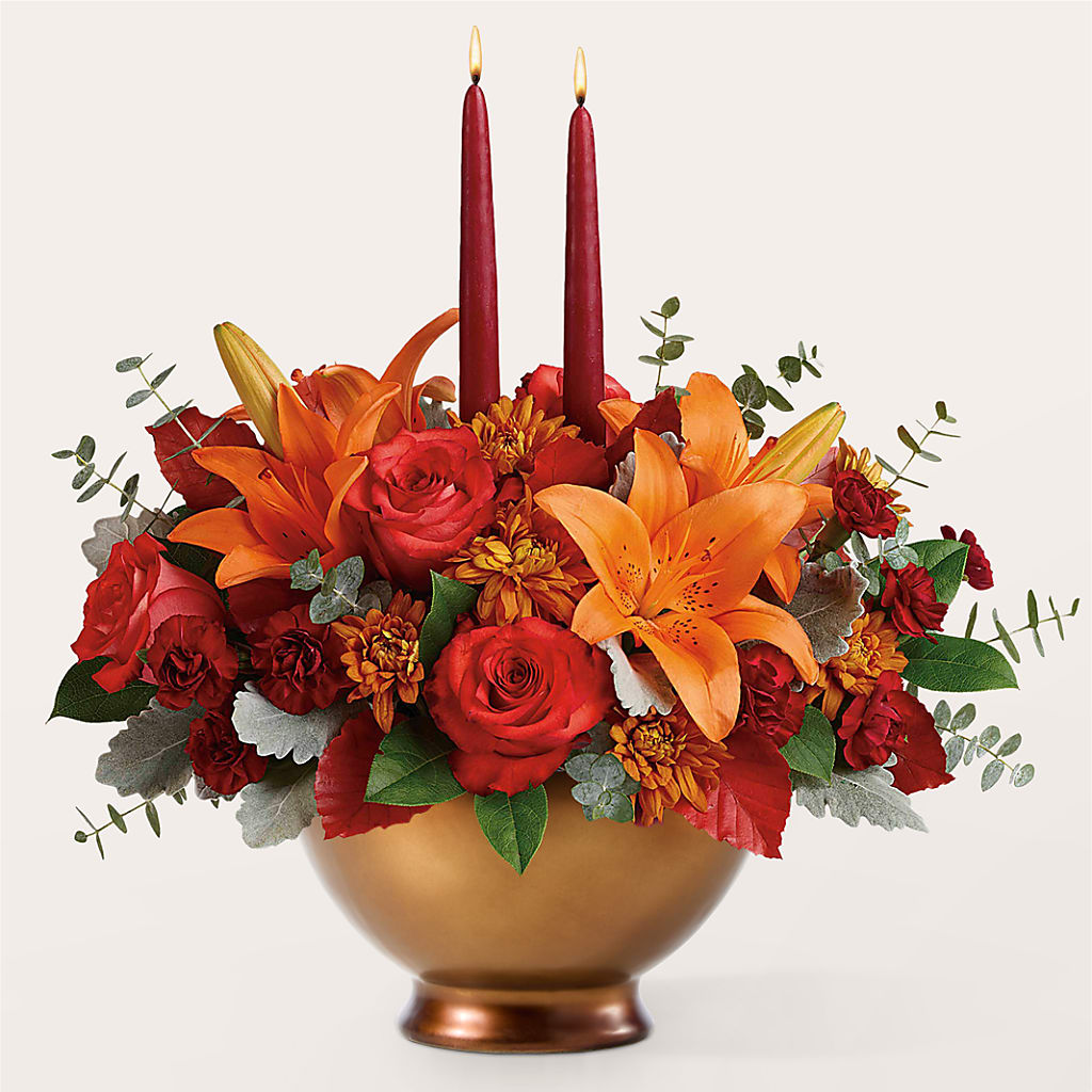 Fruits of Fall Centerpiece –  Temptation Flower Shop, Wichita KS