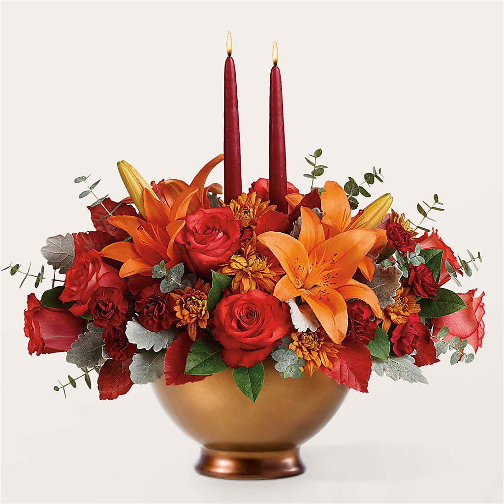 Fruits of Fall Centerpiece –  Temptation Flower Shop, Wichita KS
