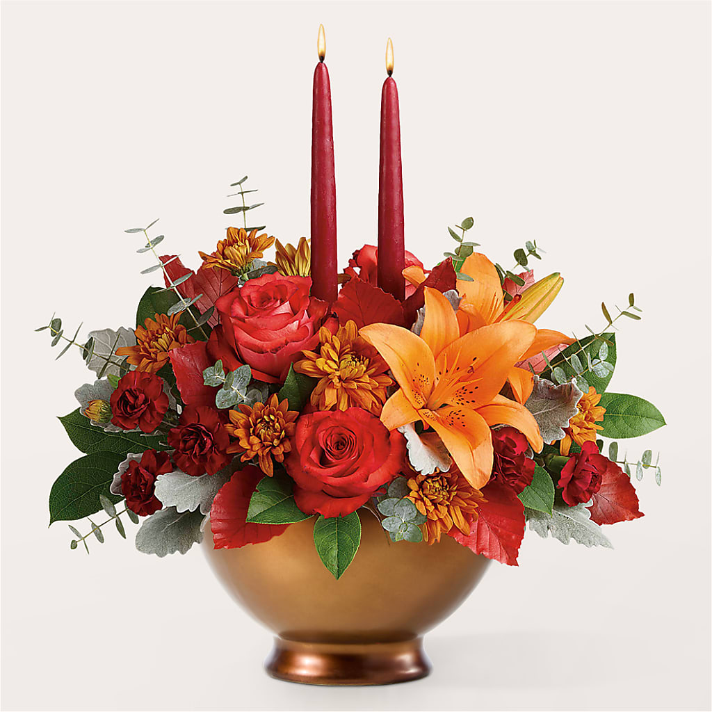 Fruits of Fall Centerpiece –  Temptation Flower Shop, Wichita KS