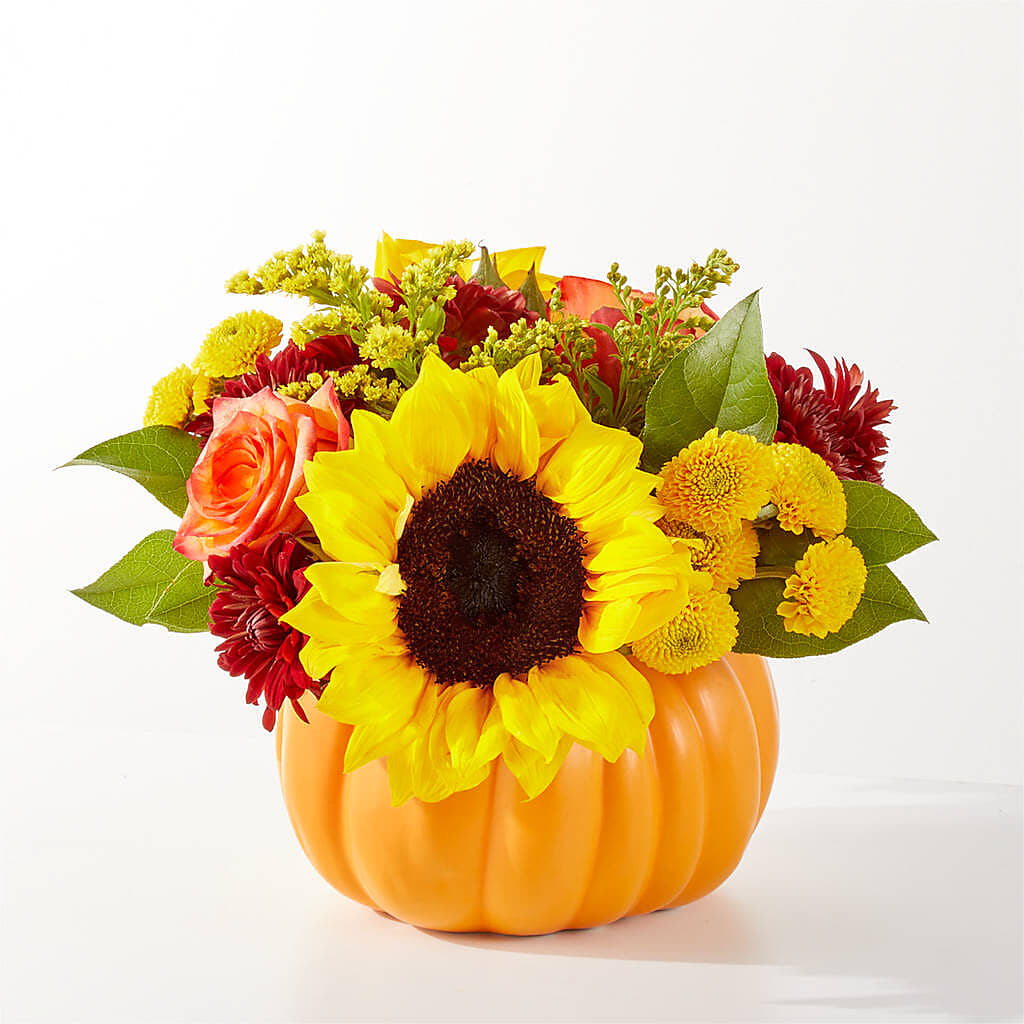 Golden Gourd Pumpkin Bouquet –  Temptation Flower Shop, Wichita KS