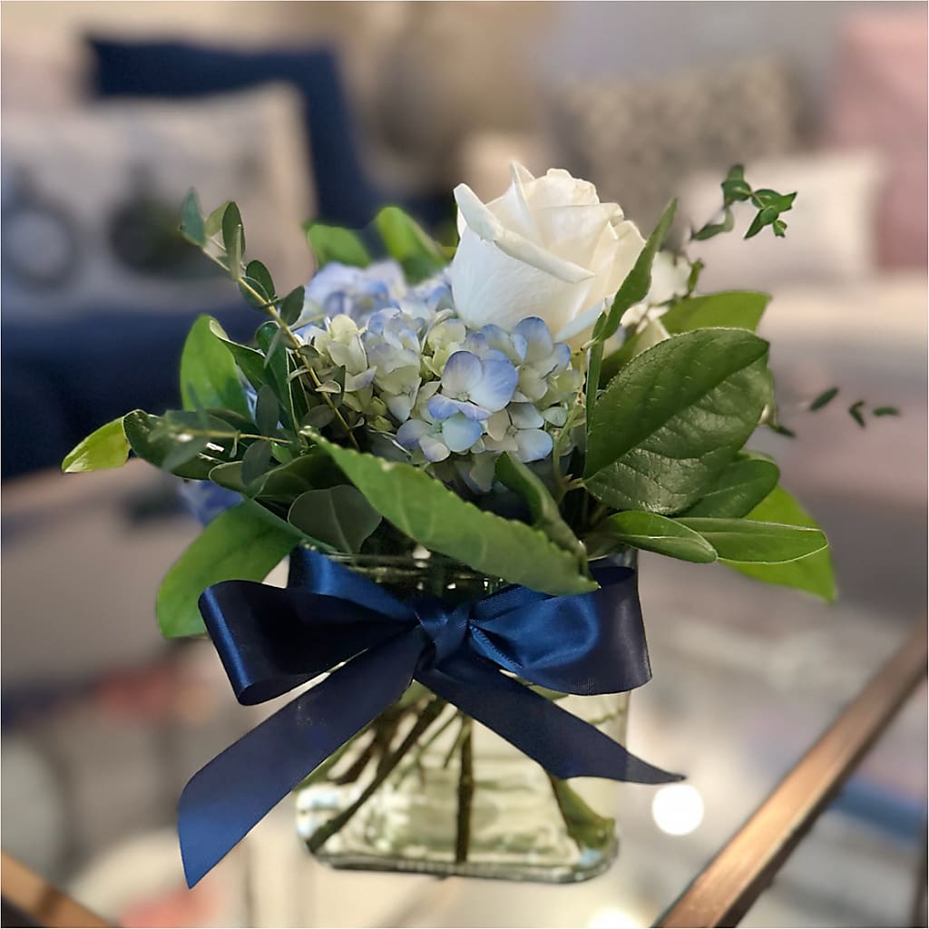 Sky Blue Delight Bouquet –  Temptation Flower Shop, Wichita KS