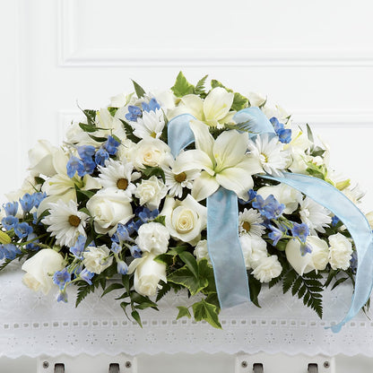 Tender Treasure Casket Spray –  Temptation Flower Shop, Wichita KS