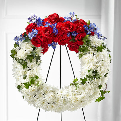 Patriotic Passion Wreath –  Temptation Flower Shop, Wichita KS