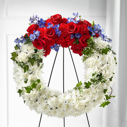 Patriotic Passion Wreath –  Temptation Flower Shop, Wichita KS