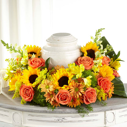 Faithful Sunflower Cremation Adornment –  Temptation Flower Shop, Wichita KS