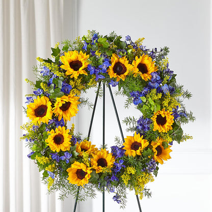 Bright Rays Wreath –  Temptation Flower Shop, Wichita KS
