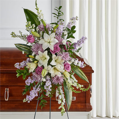 Grateful Hearts Standing Spray –  Temptation Flower Shop, Wichita KS