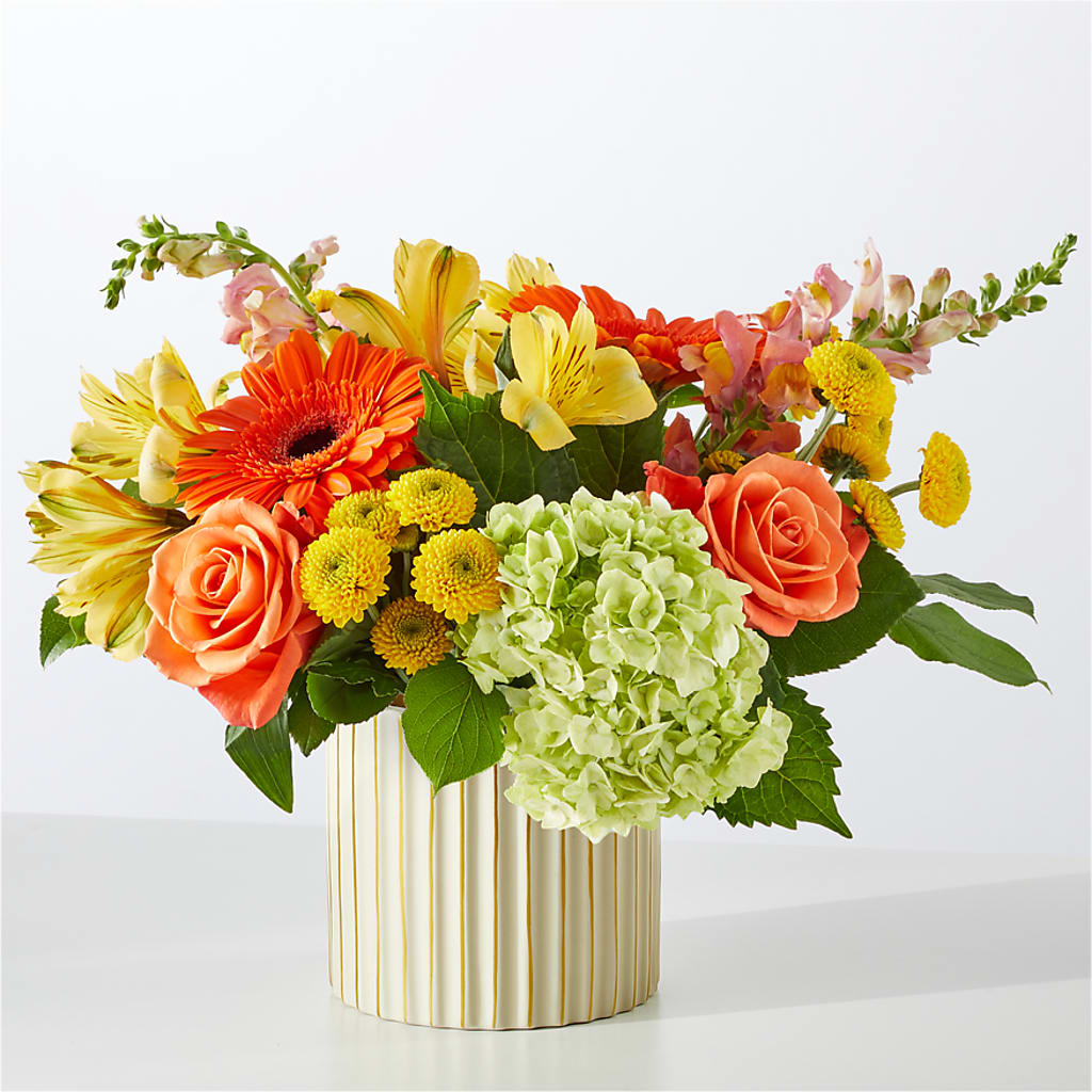 Autumn Sunshine Bouquet with Ivory Vase –  Temptation Flower Shop, Wichita KS