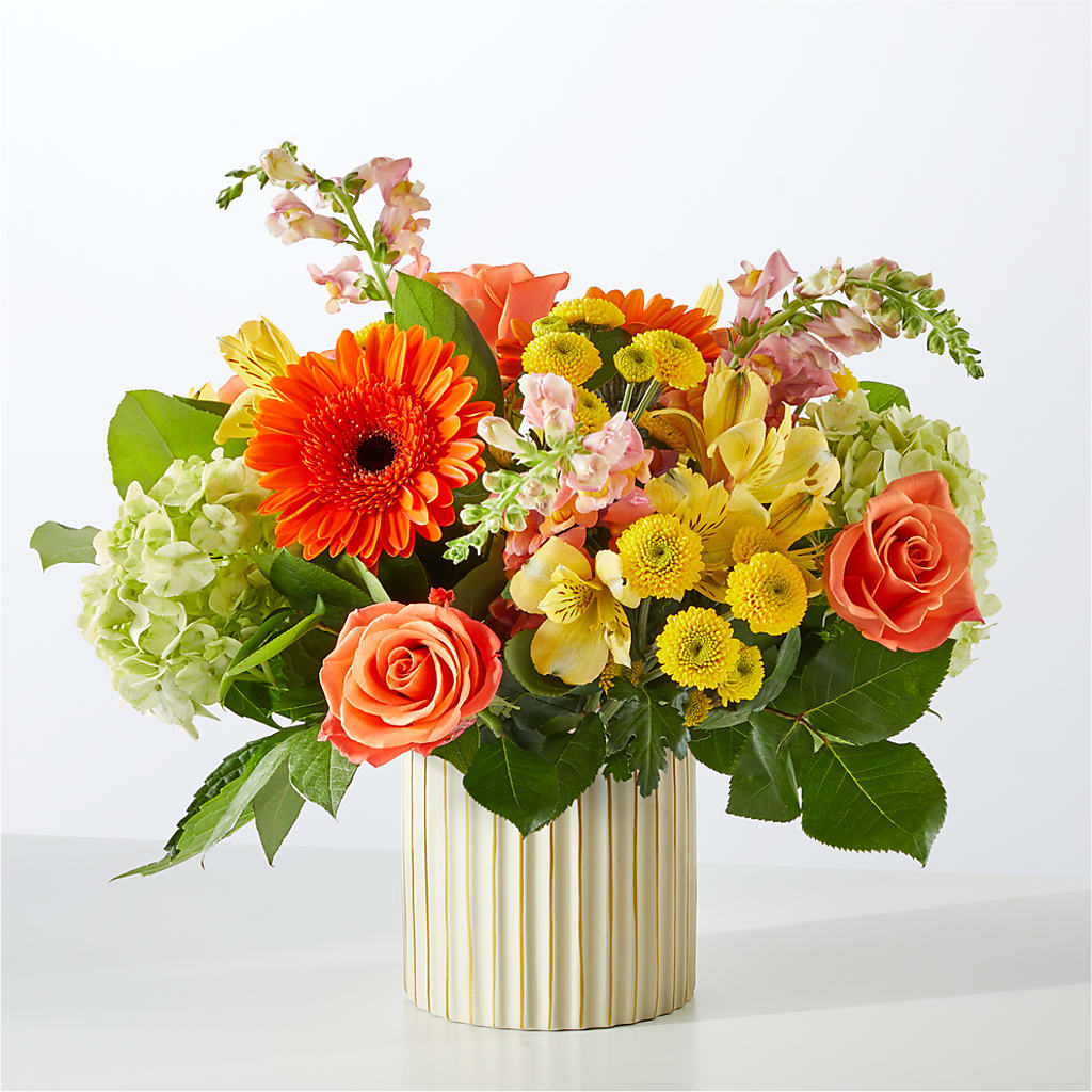Autumn Sunshine Bouquet with Ivory Vase –  Temptation Flower Shop, Wichita KS