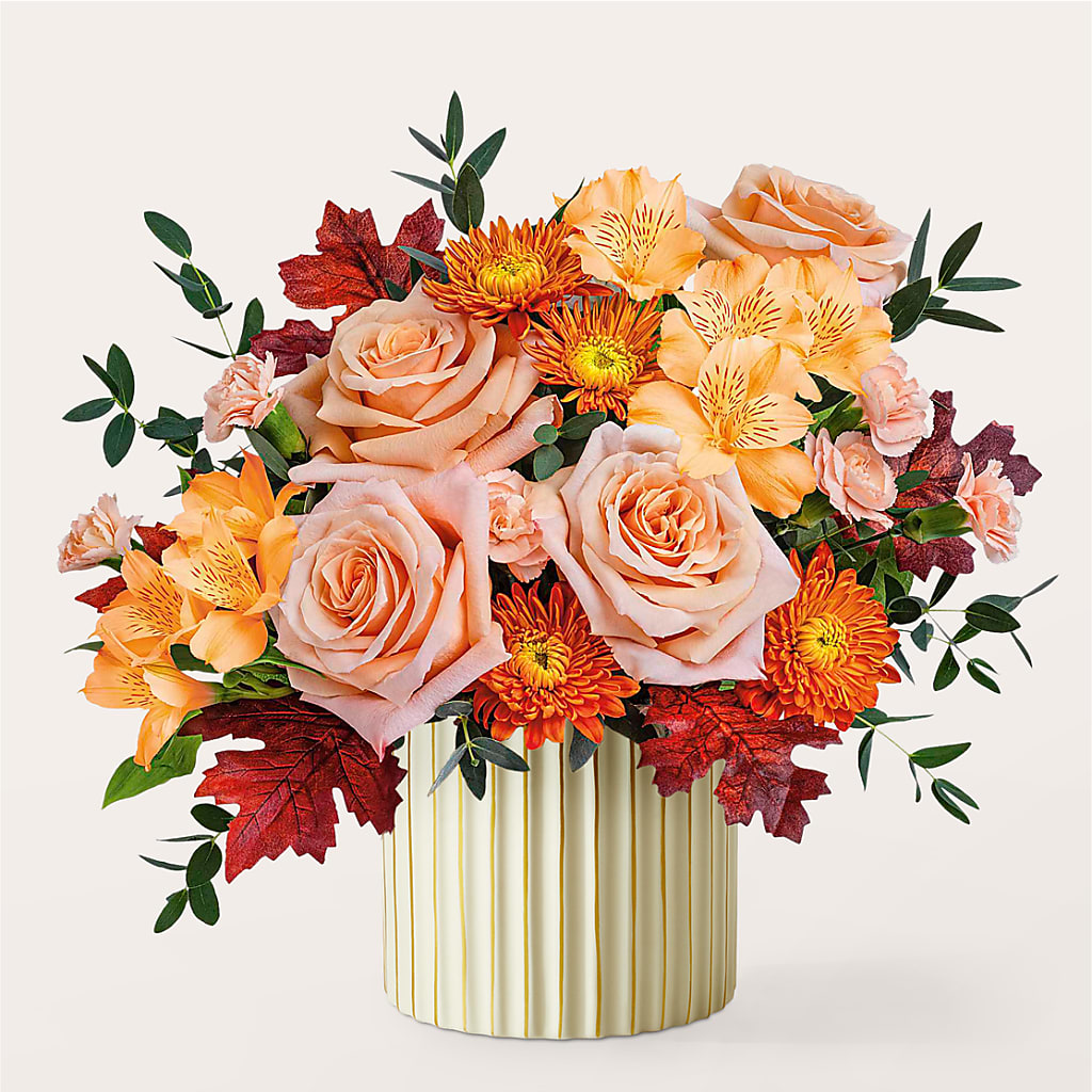 Spiced Latte Bouquet with Ivory Vase –  Temptation Flower Shop, Wichita KS