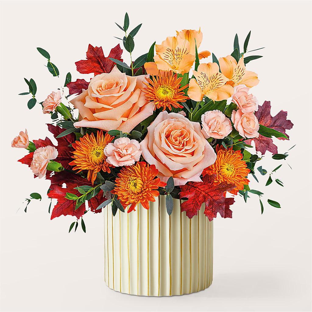 Spiced Latte Bouquet with Ivory Vase –  Temptation Flower Shop, Wichita KS