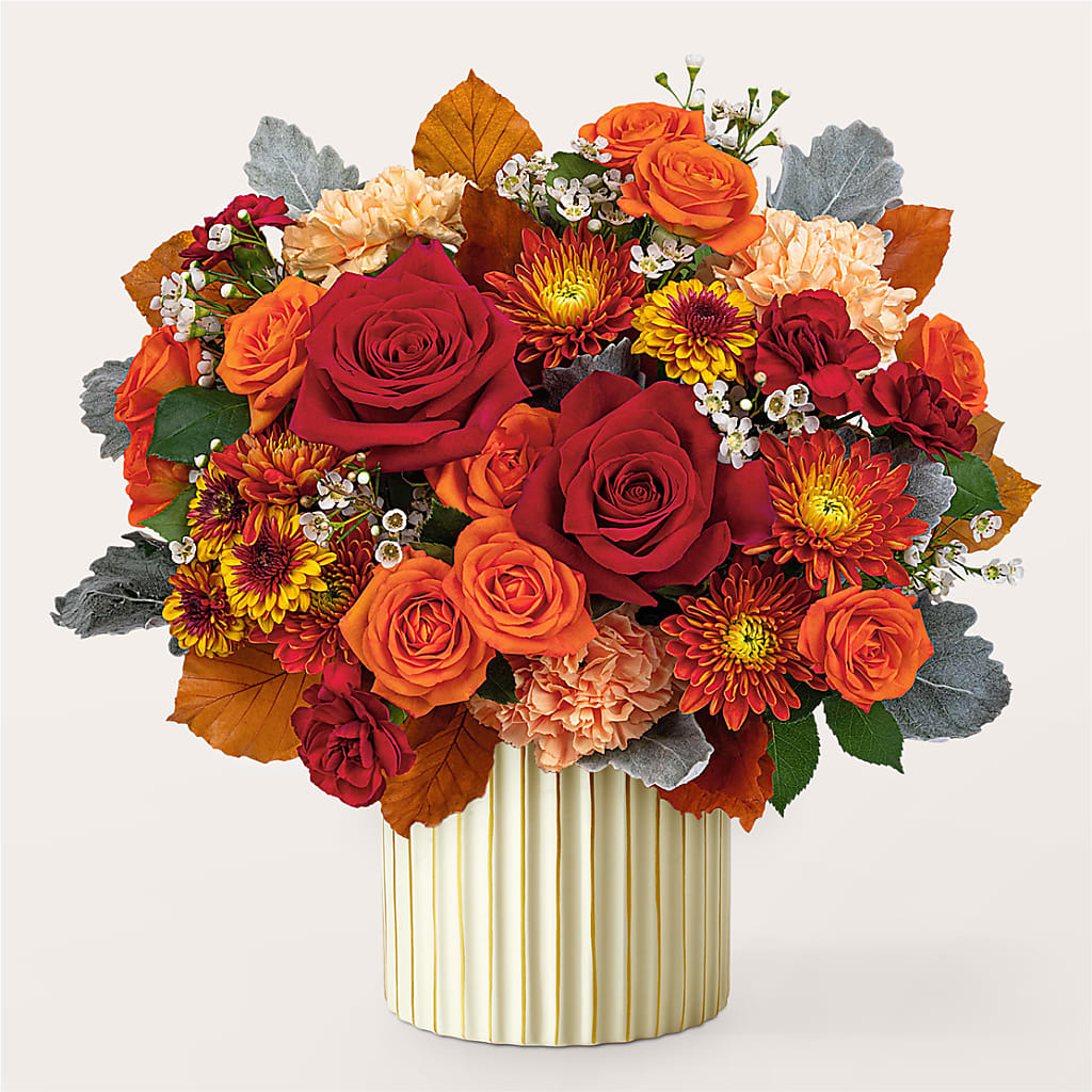 Merlot Bouquet with Ivory Vase –  Temptation Flower Shop, Wichita KS