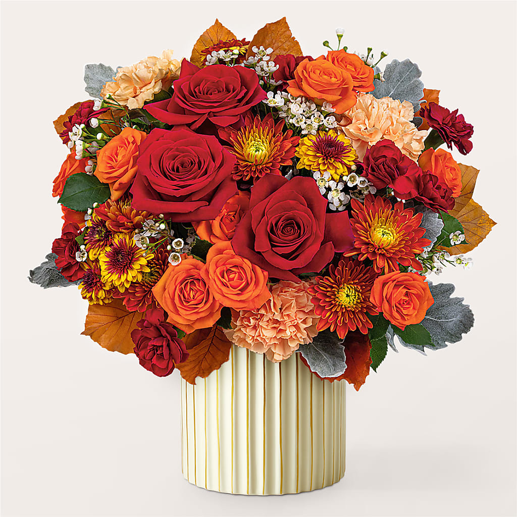 Merlot Bouquet with Ivory Vase –  Temptation Flower Shop, Wichita KS