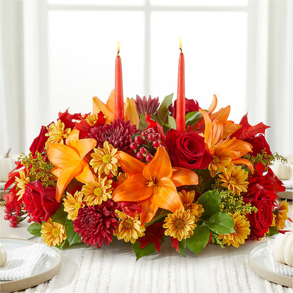 Autumn's Embrace Centerpiece –  Temptation Flower Shop, Wichita KS