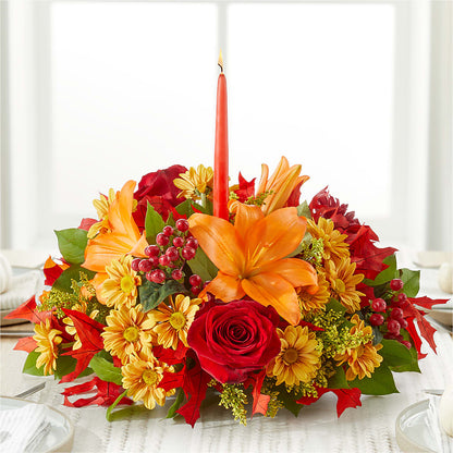 Autumn's Embrace Centerpiece –  Temptation Flower Shop, Wichita KS