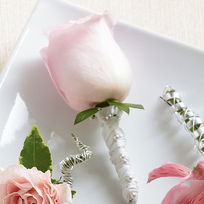Pink Rose Boutonniere –  Temptation Flower Shop, Wichita KS